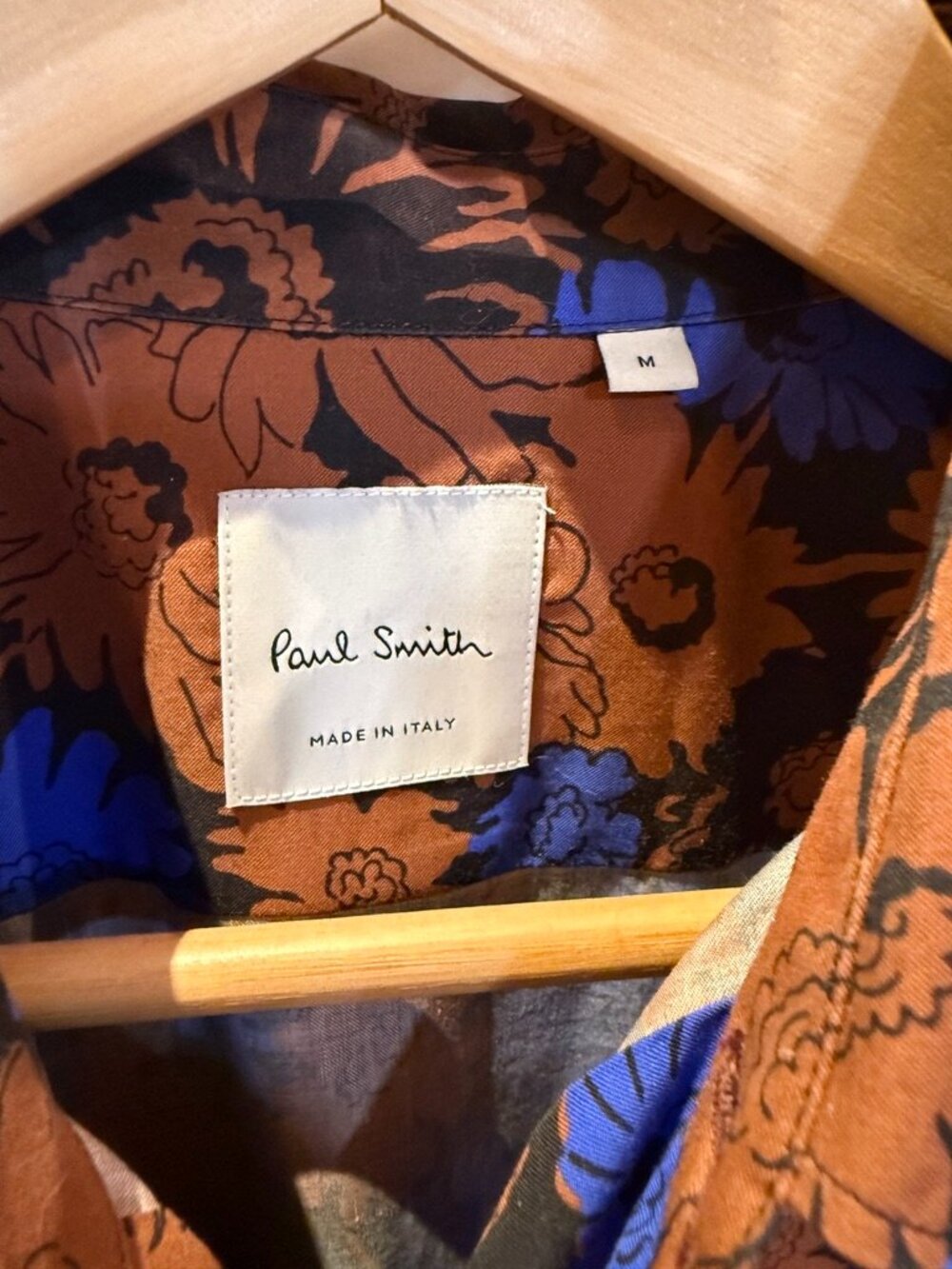 Paul Smith Made in Italy Floral Shirt Men's M Brown Orange Blue Designer - Picture 3 of 12